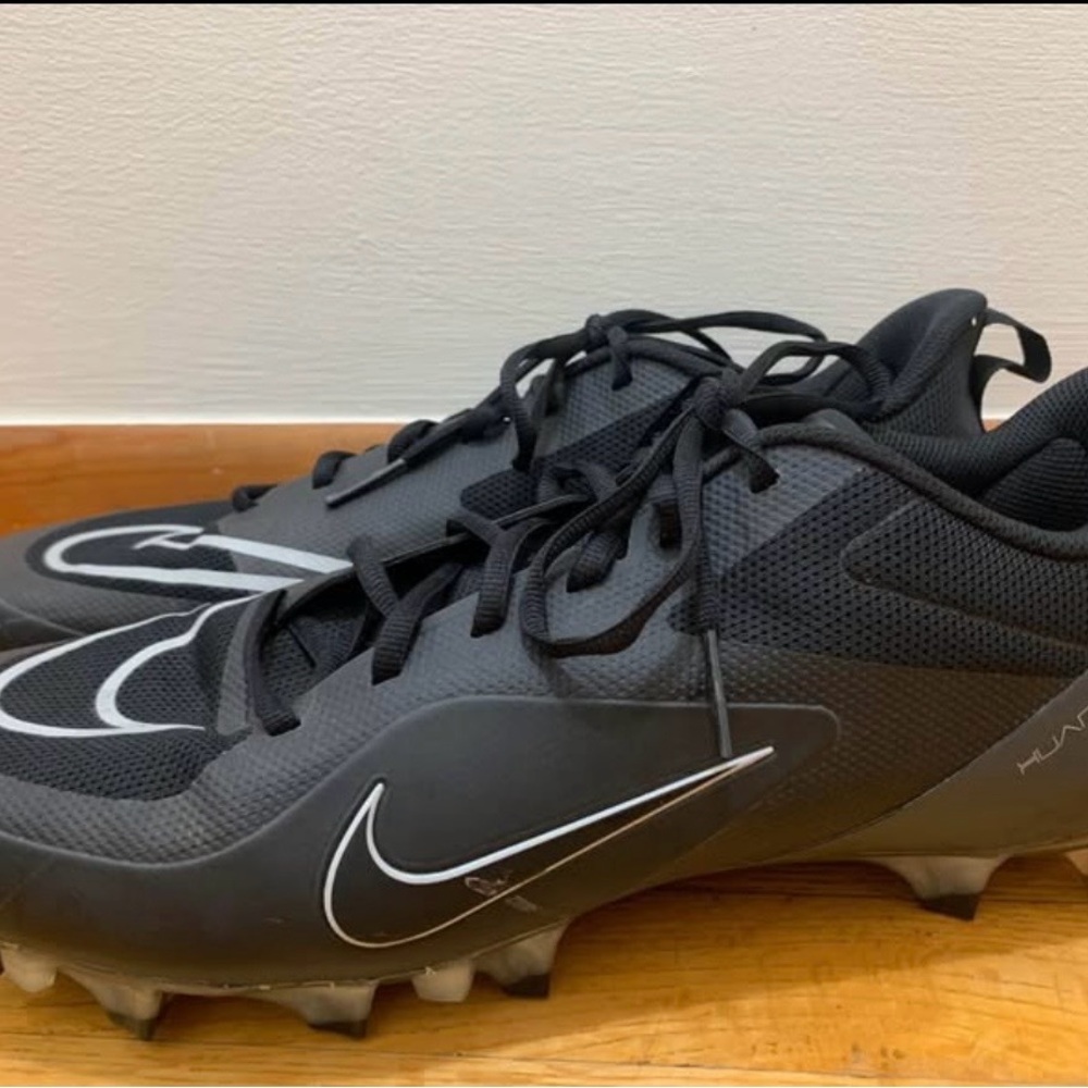 Nike Men's Alpha Huarache 8 Pro Black/Grey Lacrosse Cleats Shoes, size 15